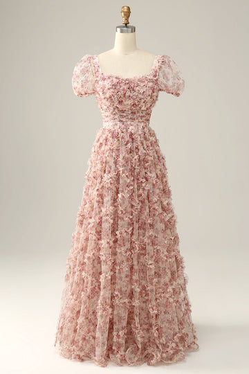 Robe de bal à col carré à col carré de fleur rouge ivoire